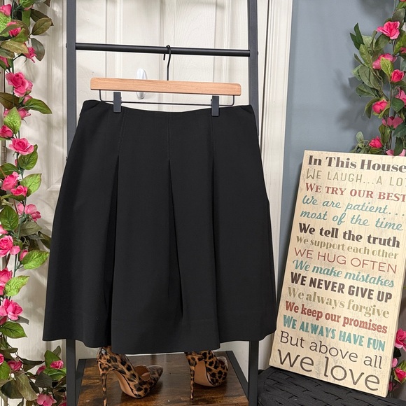 White House Black Market A-Line Skirt Black Pleated Office Career Cocktail - Picture 6 of 16